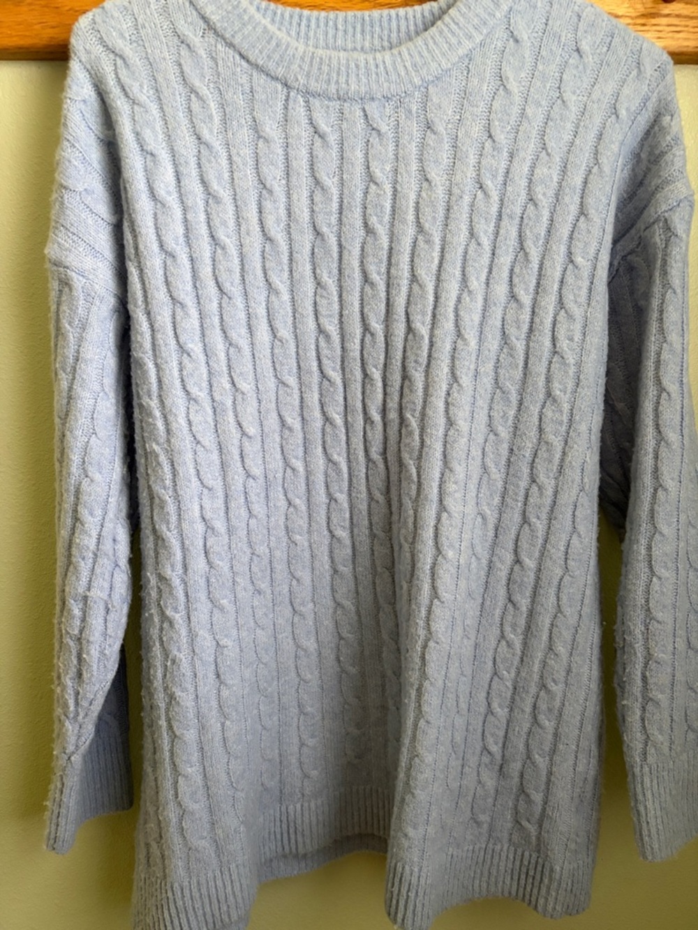 Hippie Rose Pastel Blue Cable Knit Crewneck Sweater